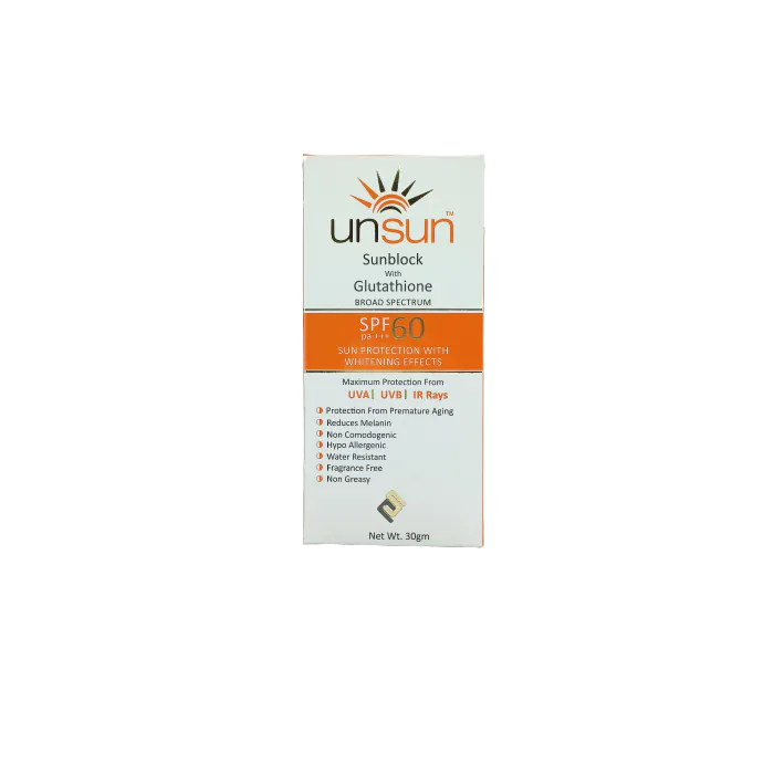 Unsun sunblock spf60 pa+++ 30gm