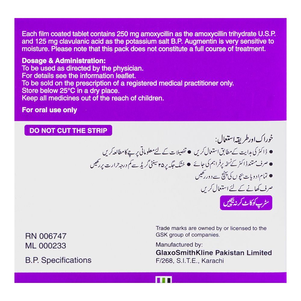 Augmentin Tablet, 375mg, 6-Pack - Image 2